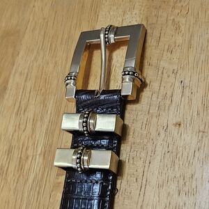 Brighton Gold and Black Croc-Embossed Belt
